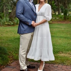 Zimmerman Puff Sleeve Plisse-Voile Midi Dress